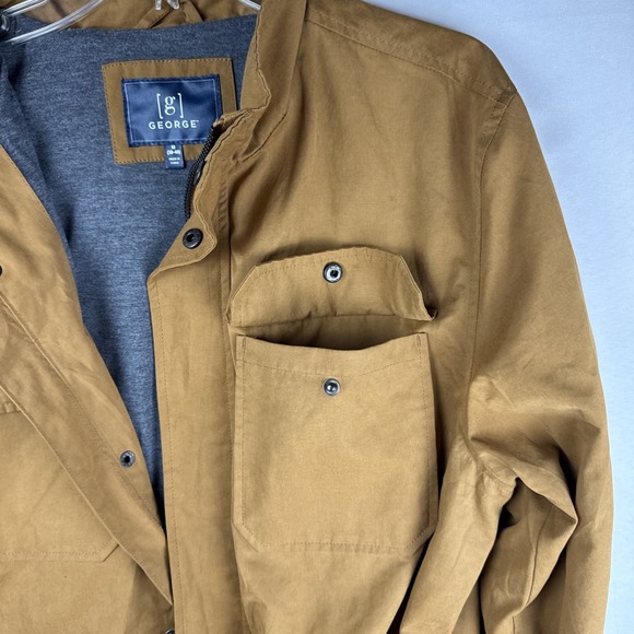 George Mens Brown Field Jacket Zip Front Casual Utility Coat Size M 38-40 - Picture 11 of 11